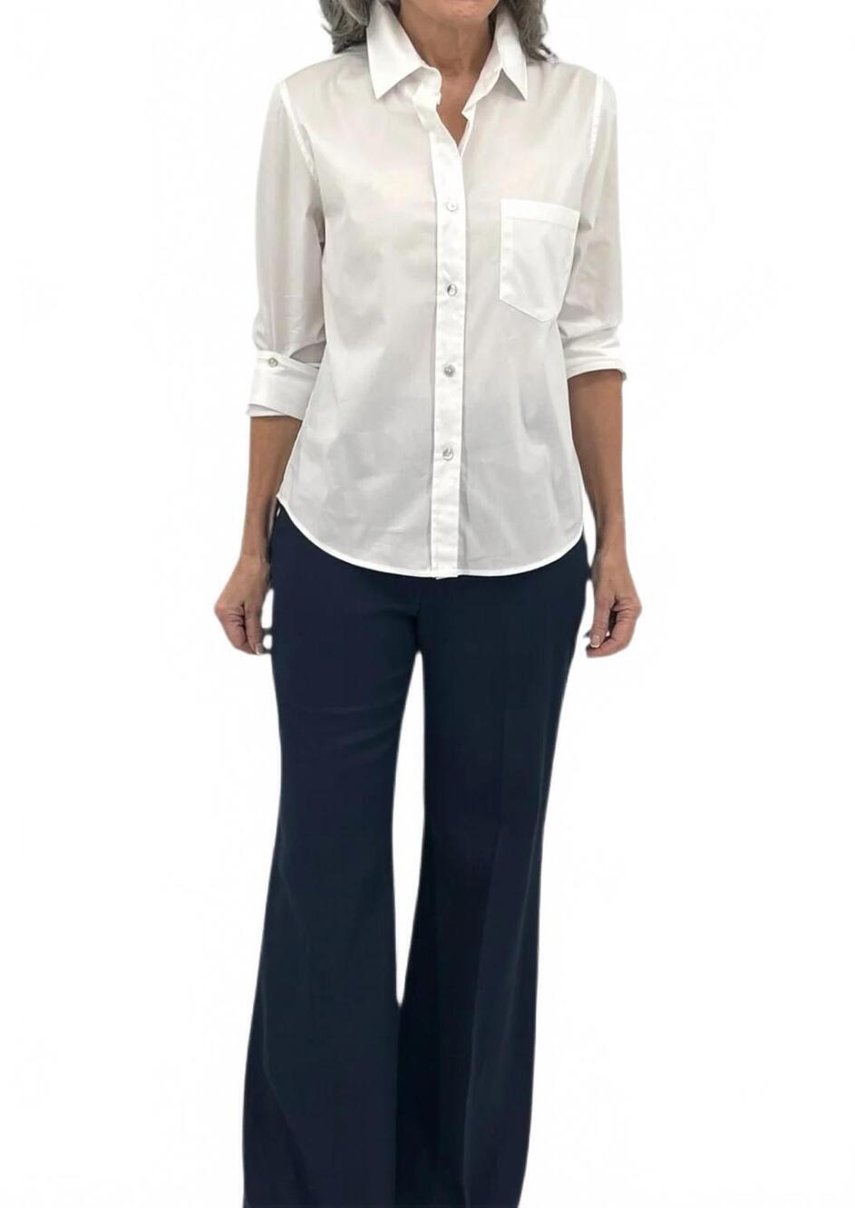 NEW ESTELLE AND FINN button sleeve shirt in white